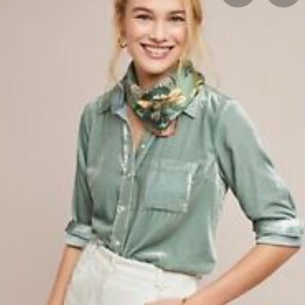 Maeve velvet button-down from Anthropologie